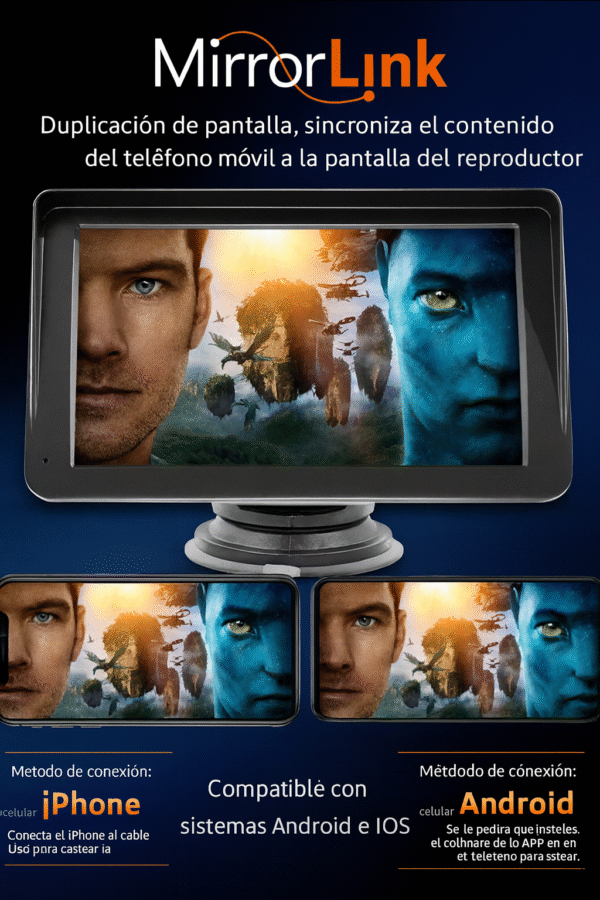 Pantalla CarPlay y Android Auto Inalámbrica HD 7”